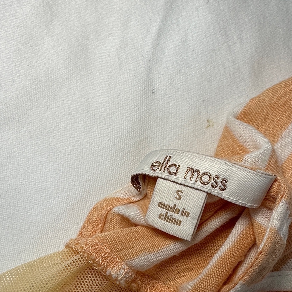 Ella Moss Peach and Cream Striped V-Neck Blouse - Picture 2 of 2